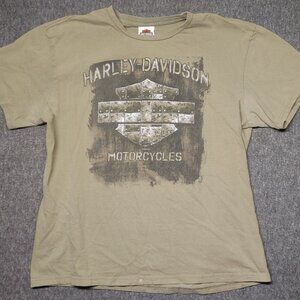 Harley-Davidson Savannah Georgia Graphic T-Shirt Mens XL Army Green Short Sleeve